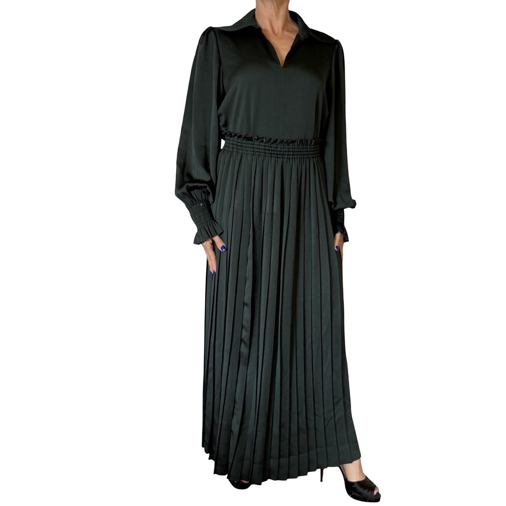 See By Chloe Skirt Set Outfit Coord Green Satin Top Pleated Midi Maxi Skirt 40 4 - Picture 8 of 16